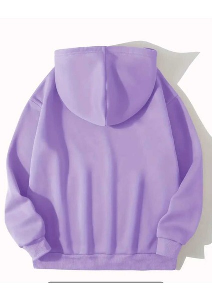 Sarı Zambak Baskılı Kapüşonlu Cepli Pamuklu Lila Sweathirt fiyatları