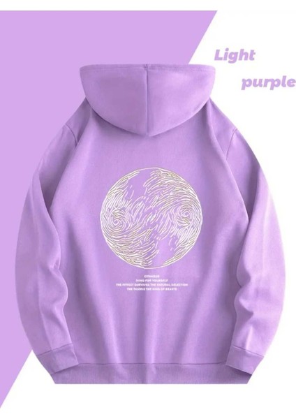 Lazarus Arka Göğüs Baskılı Kapüşonlu Cepli Pamuklu Lila Sweatshirt modelleri