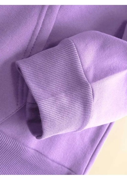 Aot Keşif Birliği Arka Göğüs Baskılı Kapüşonlu Cepli Içi Yünlü Lila Sweatshirt fiyatları