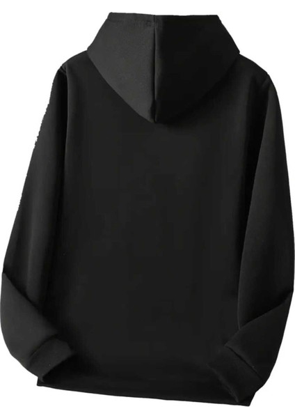 Let Kindness Baskılı Kapüşonlu Cepli Pamuklu Siyah Sweatshirt fiyatları