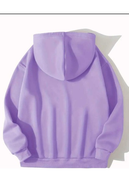 Berry Good Baskılı Kapüşonlu Cepli Içi Yünlü Lila Sweatshirt fiyatları