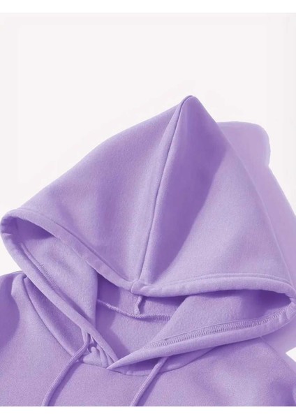 Backstreet Boys Baskılı Kapüşonlu Cepli Içi Yünlü Lila Sweatshirt modelleri