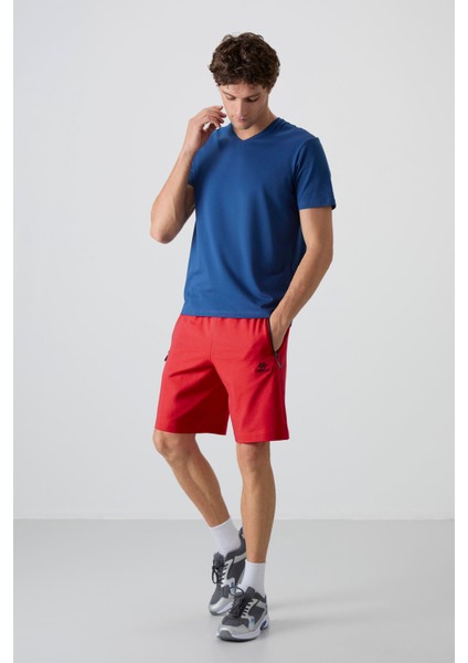 Kırmızı Gizli Fermuar Arka Cepli Bağcıklı Standart Kalıp Erkek Şort - 81136 indirimleri