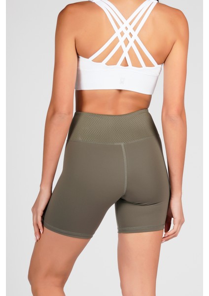 Haki Toparlayıcı Kruvaze Bel Detaylı Bisikletçi Şortu Kısa Tayt Vela fırsatları