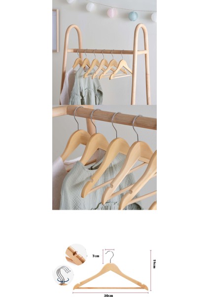 Turk Mini Ahşap Çocuk Elbise Askısı 12 Adet - MCT9376-3347 fiyatları