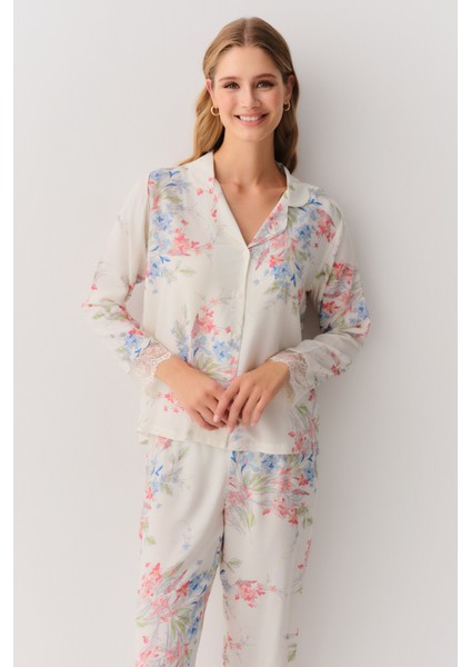 Flower Gömlek Yaka Pijama Takımı fiyatları