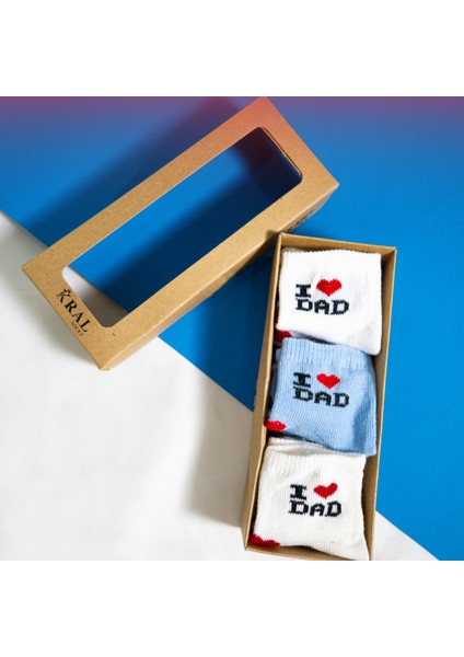 6 Çift Erkek Bebek Çorap Kutulu Patik Boy – I Love Dad Desenli, Pamuklu indirimleri
