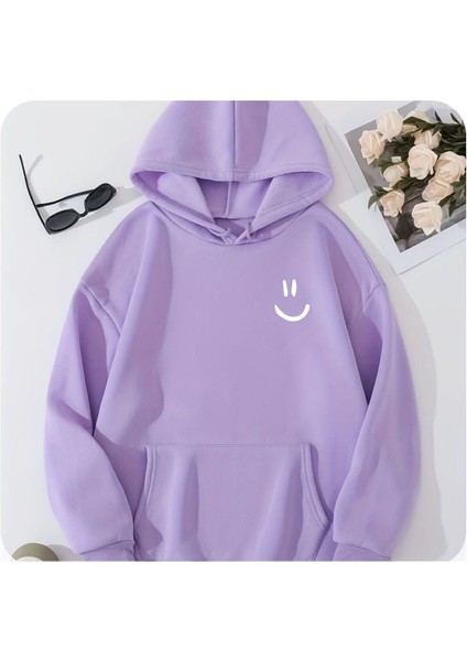 Gülen Yüz Baskılı Yumuşacık Sweatshirt