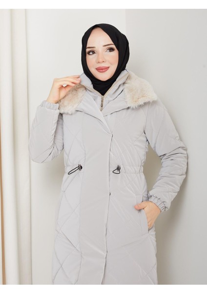 Kadın Tam Dolgulu Yakası Kürklü Genç Spor Nova Kumaş Tesettür Mont 0190 modelleri