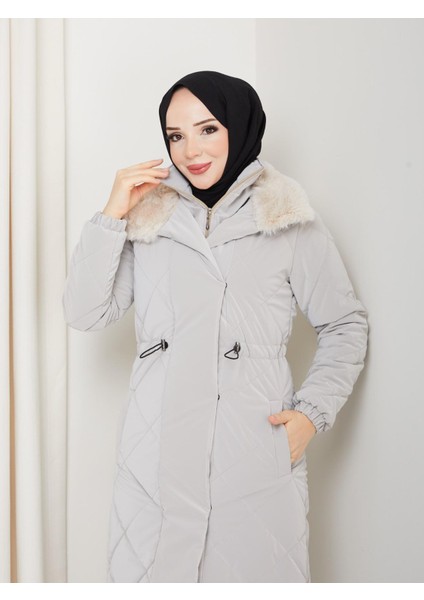 Kadın Tam Dolgulu Yakası Kürklü Genç Spor Nova Kumaş Tesettür Mont 0190 fırsatları