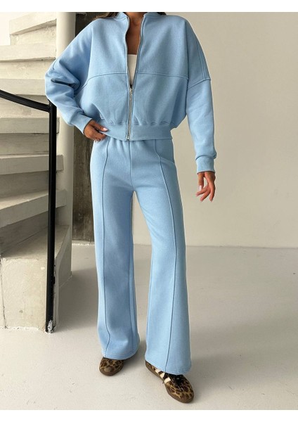 Kadın 3 Iplik Içi Şardonlu Penye Kumaş Çimalı Zr Eşofman Takımı