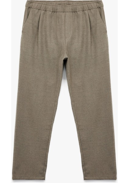 Cep Detaylı Viskon Karışımlı Beli Lastikli Pantolon