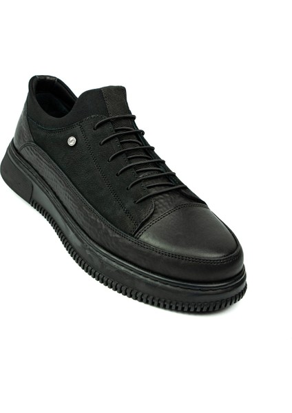1502 Siyah Deri Erkek Günlük Ayakkabı