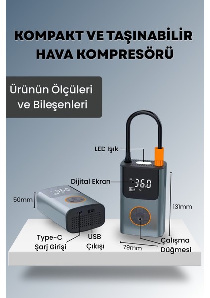 4000 Mah Şarjlı Taşınabilir Araba Lastik Hava Top Şişirme Pompası LED Işıklı Dijital Hava Kompresörü fırsatları