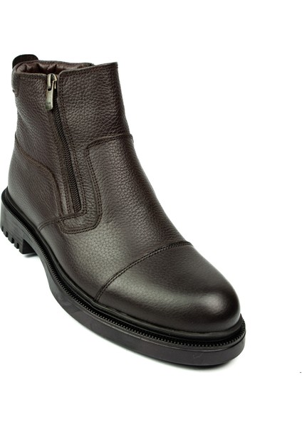 25992 Kahverengi Deri Içi Kürklü Erkek Bot