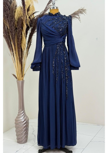 Rengin Tesettür Abiye Lacivert