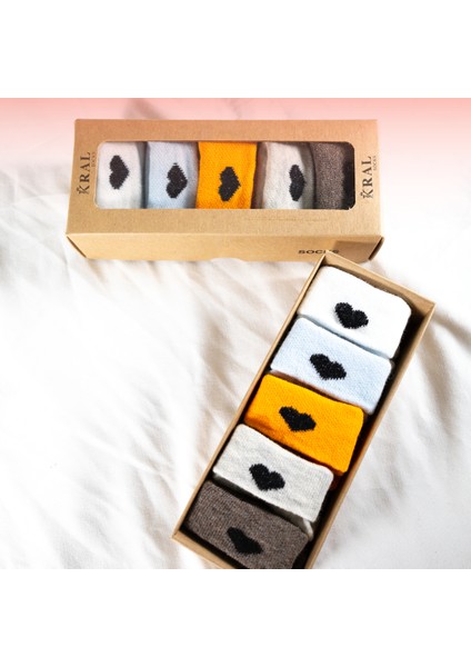 5 Çift Erkek Bebek Çorap Kutulu Patik Boy – Kalp Desenli, Pamuklu modelleri
