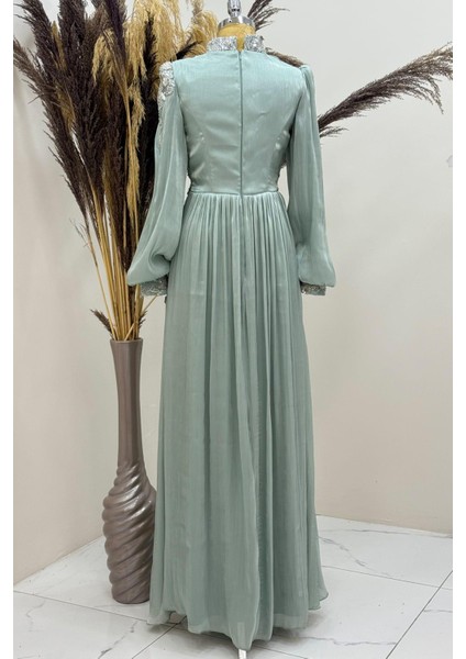 Rengin Tesettür Abiye Mint modelleri