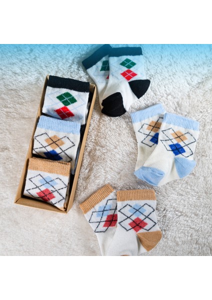 6 Çift Erkek Bebek Çorap Kutulu Patik Boy – Desenli, Pamuklu indirimleri