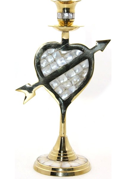 Pirinç Sedefli Tekli Şamdan Model 2