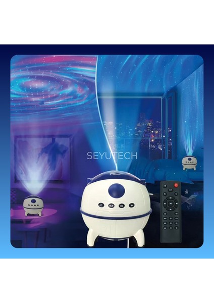 Galaksi Ambiyans Işığı Projektör 14 Farklı Renk Yıldızlı Galaksi Gökyüzü Ses Efektli Gece Lambası fiyatları