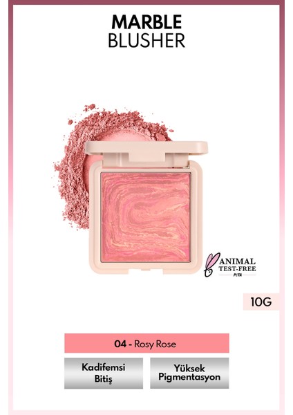 Marble Baked Blusher Fırınlanmış Allık - 04 Rosy Rose