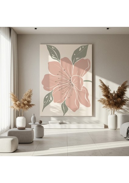 Pembe Çiçek Illüstrasyon Tablosu fırsatları