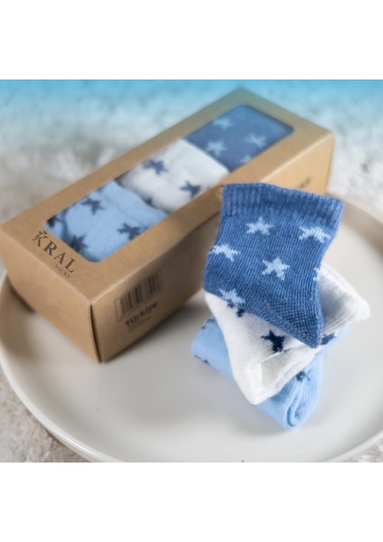 6 Çift Erkek Bebek Çorap Kutulu Patik Boy – Yıldız Desenli, Pamuklu fiyatları
