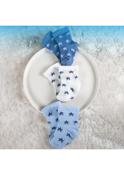 6 Çift Erkek Bebek Çorap Kutulu Patik Boy – Yıldız Desenli, Pamuklu modelleri