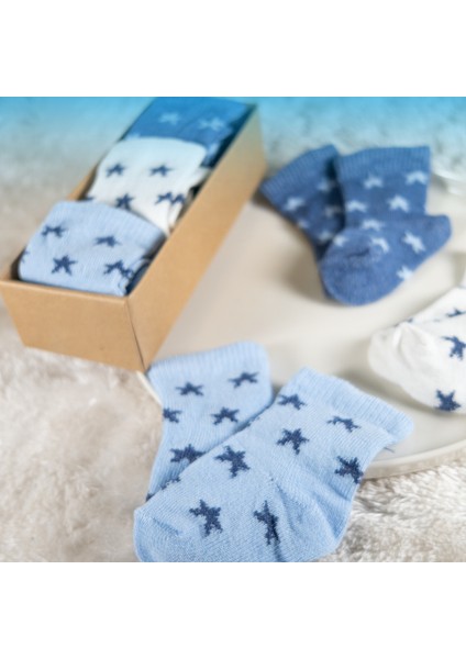 6 Çift Erkek Bebek Çorap Kutulu Patik Boy – Yıldız Desenli, Pamuklu fırsatları