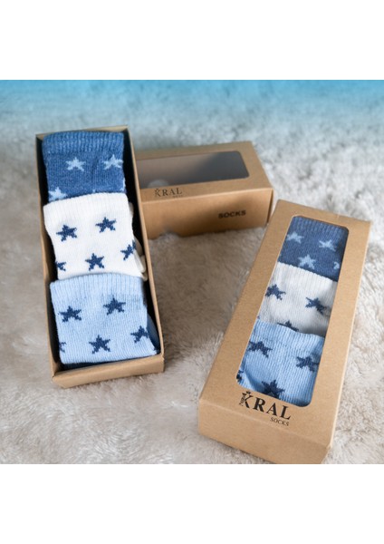 6 Çift Erkek Bebek Çorap Kutulu Patik Boy – Yıldız Desenli, Pamuklu indirimleri