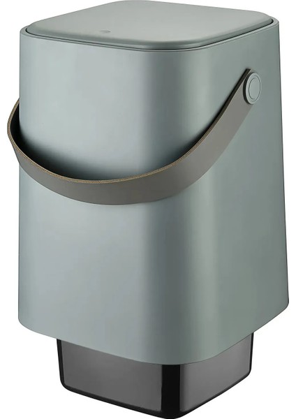 8 Lt Click Kapaklı Tutma Saplı Iç Kovalı Tezgah Üst Mutfak Çöp Kovası - Gri (Büyük Boy) Yedk Clipsli modelleri