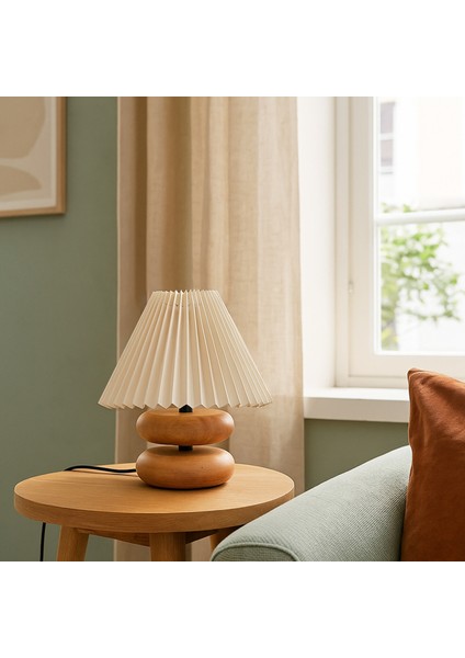 Moji Pileli Ahşap Pileli Kumaş Abajur 242078