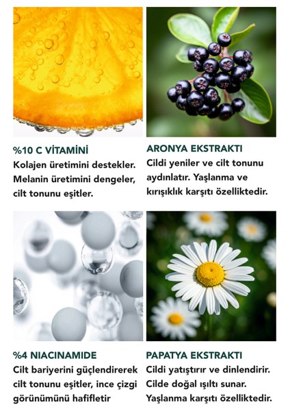 Aydınlatma Etkili - Canlandırıcı - Leke Karşıtı %10 C Vitamini + %4 Niasinamid Serumu 50 ml indirimleri