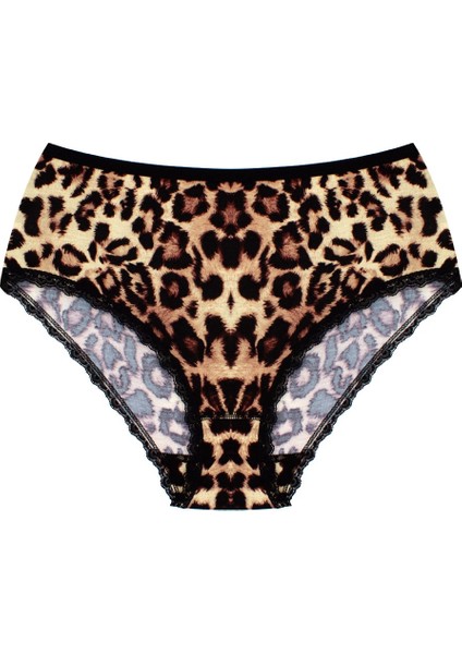 Kadın Külot 3'lü Leoparlı Yüksek Bel (%90 Viskon - %10 Elastan) fiyatları