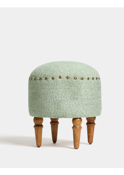 Saga Nostajik Ahşap Ayaklı Puf