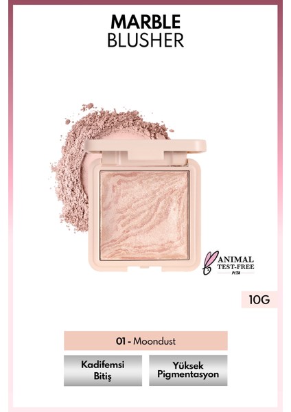 Marble Baked Blusher Fırınlanmış Allık - 01 Moondust