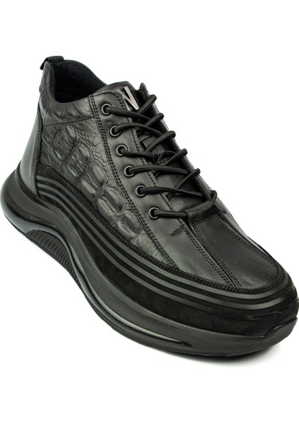 5014 Siyah Deri Erkek Bot