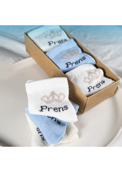 6 Çift Erkek Bebek Çorap Kutulu Patik Boy – Yıldız Desenli, Pamuklu