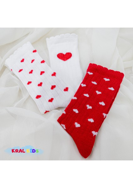 3 Çift Kutulu Kalp Desenli Bebek Çorabı - Uzun Pamuklu Çorap Seti / 6-18 Ay fiyatları