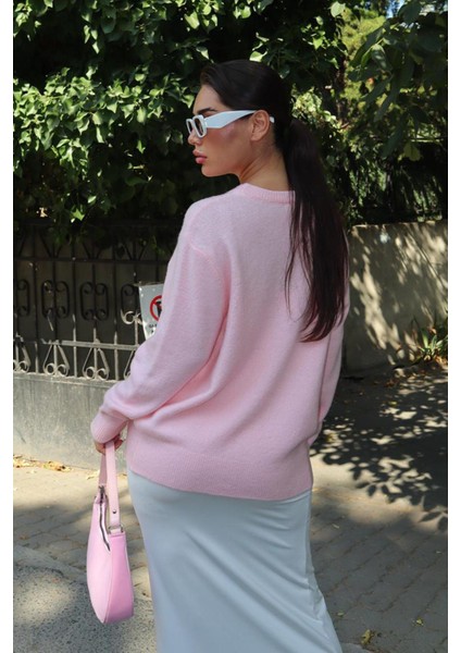 Pudra Bisiklet Yaka Kadın Triko Kazak MG2494 fırsatları