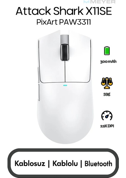 Attack Shark X11SE 22000 Dpı PAW3311 Kablosuz Oyuncu Faresi