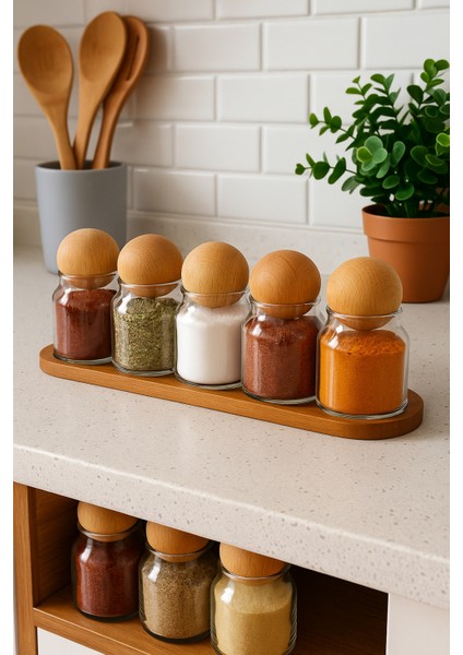 6'lı Top Kapaklı 300 ml Cam Baharat Kavanozu modelleri