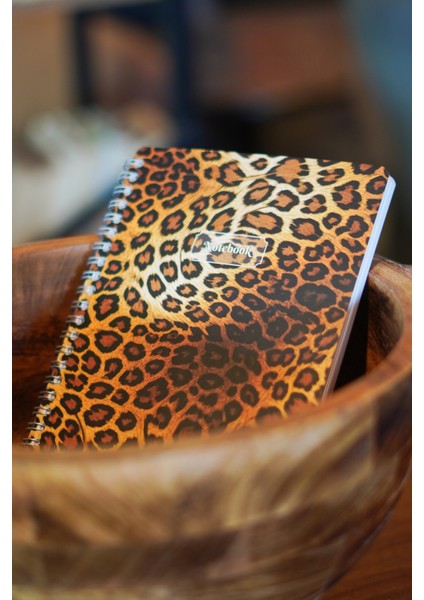 A5 Spiralli Karton Kapak 2'li Set Kareli Ders Programlı Not Okul Defteri - Leopar, Zebra modelleri