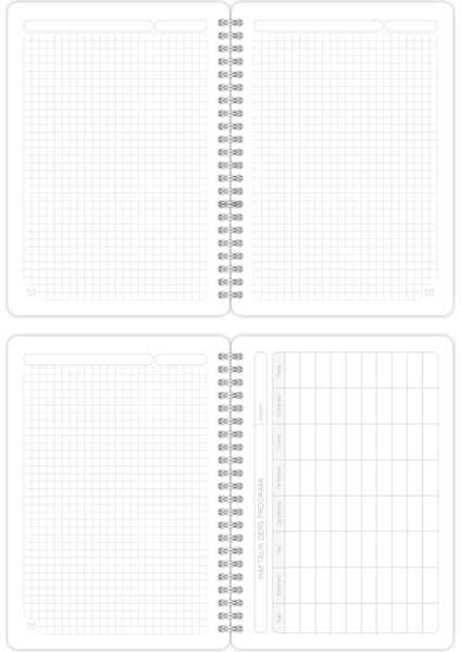A5 Spiralli Karton Kapak 2'li Set Kareli Ders Programlı Not Okul Defteri - Leopar, Zebra indirimleri