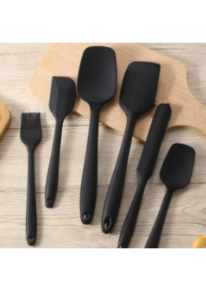 6lı Takım Silikon Yanmaz Yapışmaz Mutfak Pasta Yumurta Fırçası Kaşık Bıçak Spatula Seti