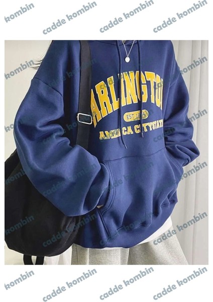 Vantage Kadın Arlington American City State Baskılı Oversize Kapşonlu