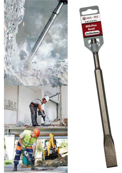 Sds-Plus Düz Keski Ucu 14X250X20 mm | Beton ve Duvar Için Kırma ve Kanal Açma Ucu