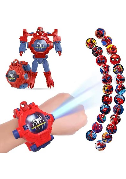 Spiderman Örümcek Adam Projeksiyonlu 3D LED Saat 24 Farklı Karakteri Duvara Yansıtır