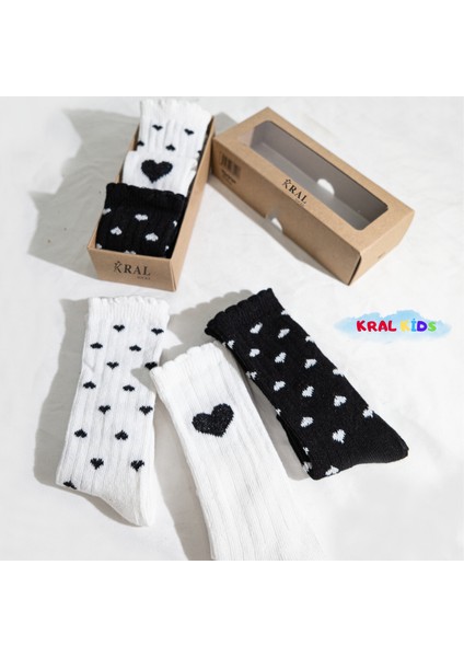 3 Çift Kutulu Kalp Desenli Bebek Çorabı - Uzun Pamuklu Çorap Seti / 6-18 Ay fiyatları